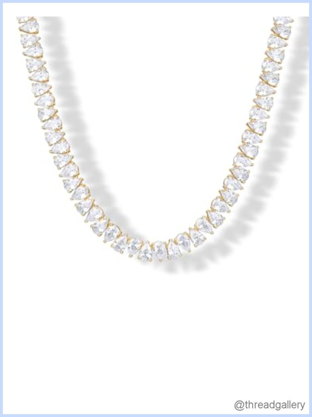 14K Gold Plated Pear-Cut Tennis Necklace 18" Choker CZ
